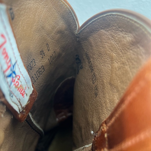 Tony Lama mens exotic collection boots with peanut brittle and ostrich leather - Picture 5 of 7